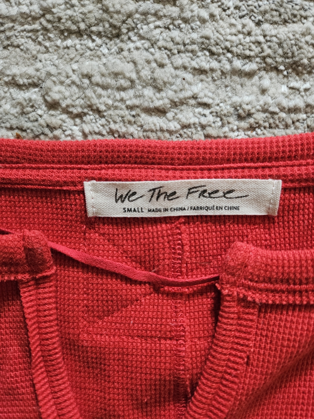 We The Free Bright Red Waffle Knit Thermal Top